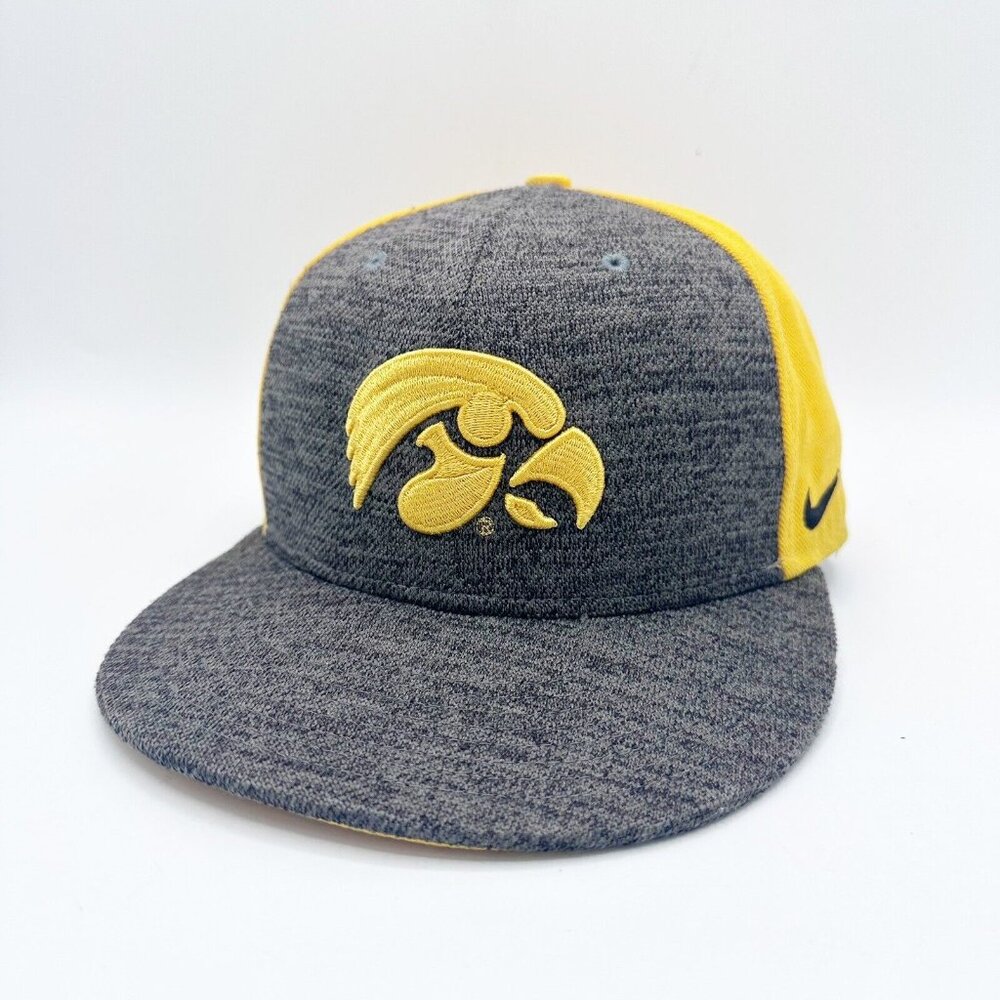Nike True Iowa Hawkeyes Gray / Gold Logo Embroidered Snapback Hat Adjustable Cap